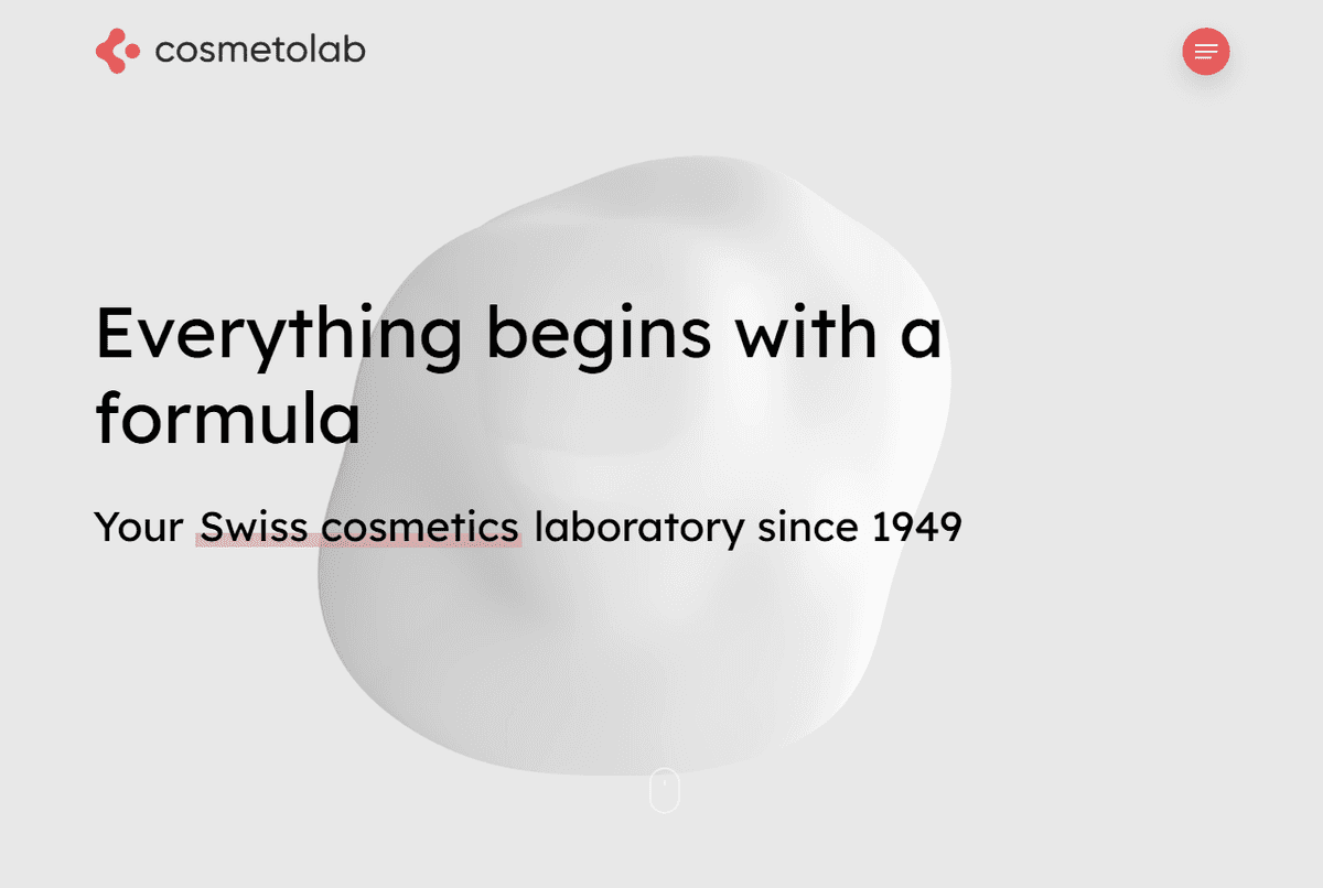 Cosmetolab SA website homepage
