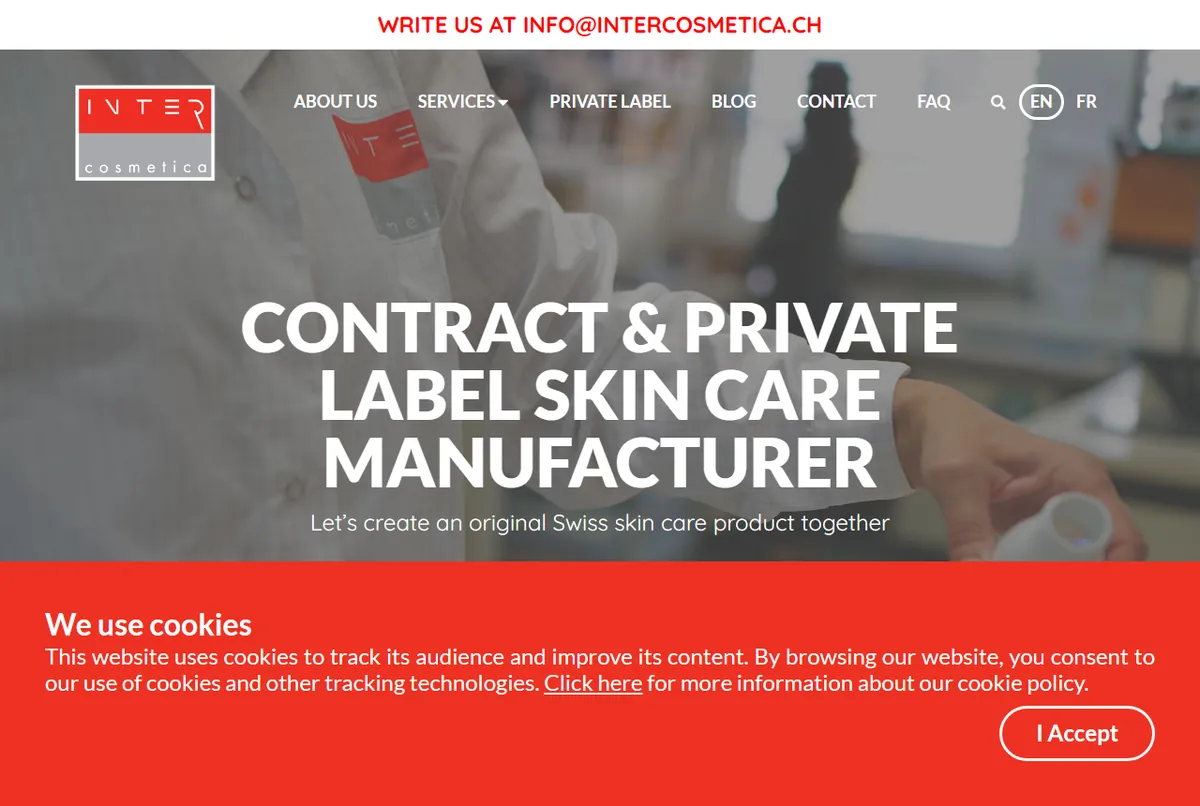 Intercosmetica Neuchatel website homepage