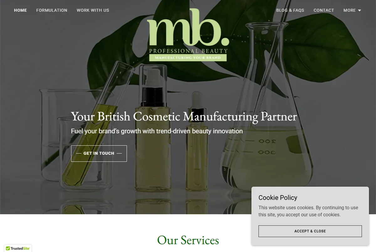 MB Professional Beauty official website screenshot